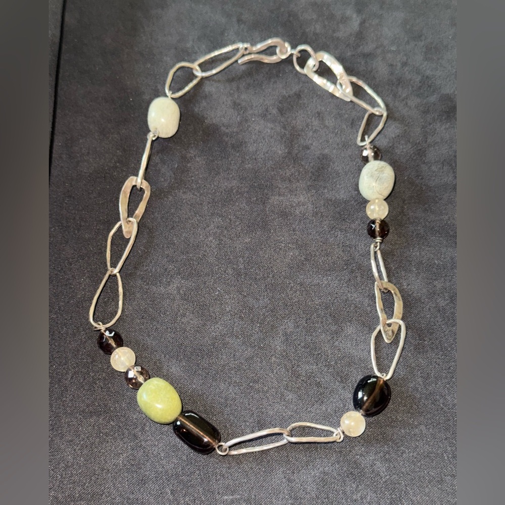 Silpada Bead & Hammered Link Necklace